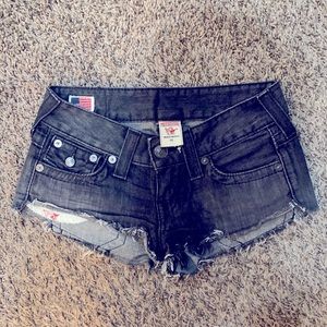 True Religion black jean section Joey cut off’s